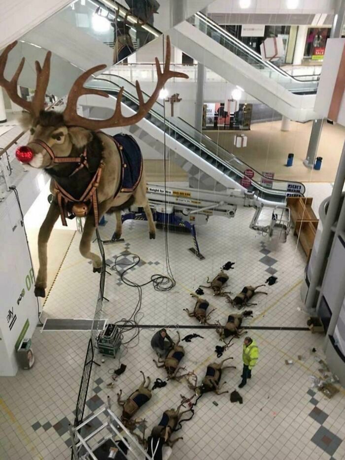 A Mall Christmas Display From Above. Also A Little Funny